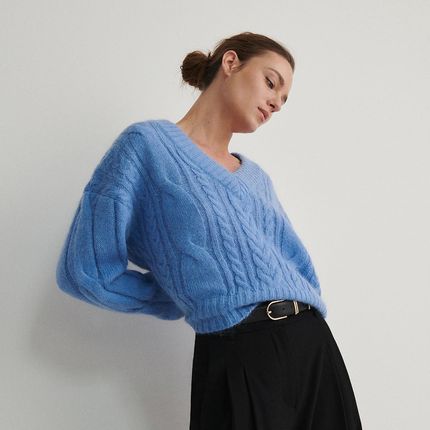 Reserved - Sweter z wełną - Niebieski