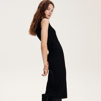 Reserved - Bawełniana sukienka midi - Czarny