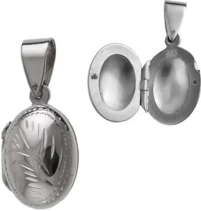 Valerio Elegancki owalny otwierany srebrny wisior sekretnik grawerowany wzór srebro 925 W0523