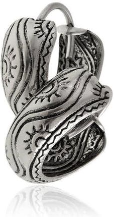 Valerio Eleganckie oksydowane srebrne kolczyki koła kółka 1,5cm rynienki ze wzorem srebro 925 K3441