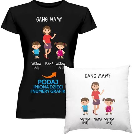 Komplet dla mamy - Gang mamy - koszulka i poduszka na prezent dla mamy - produkt personalizowany