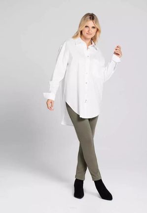 Długa asymetryczna koszula bawełniana (Biały, L/XL)