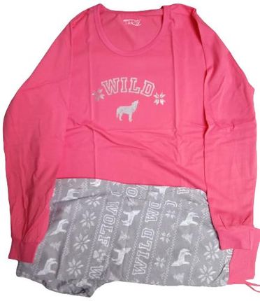 Piżama różowa Lea długi rękaw S-XL (1) (koralowy, XL)