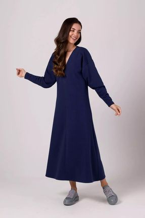 Sukienka maxi z długimi rękawami (Granatowy, S)