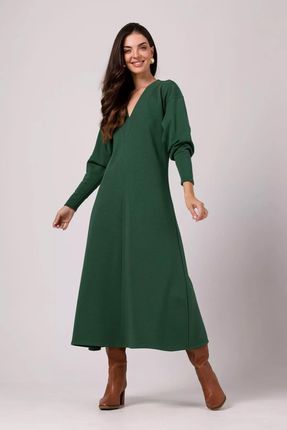 Sukienka maxi z długimi rękawami (Zielony, S)