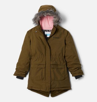 Dziewczęca kurtka zimowa Columbia Nordic Strider™ Jacket new olive heather/grey fur