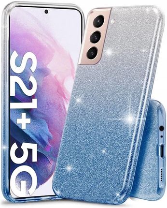 Nexeri Etui Samsung Galaxy S21+ Plus Brokat Glitter Srebrno-Niebieskie