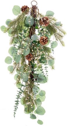 Bigbuy Christmas Wieszak Na Drzwi Boże Narodzenie Kolor Zielony Naturalny Rattan Plastikowy 71,12 Cm 1046524
