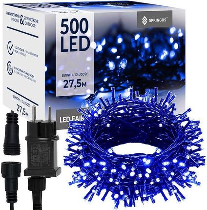 Lampki Choinkowe 500 Led 25 M Niebieski + Flash Zewnętrzne Oświetlenie Świąteczne 5201