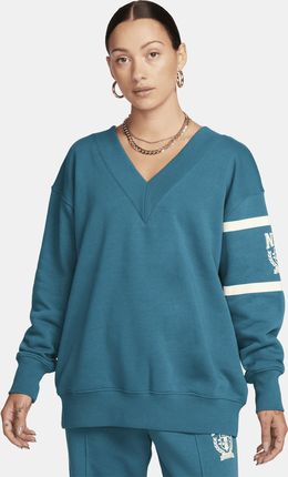 Damska bluza dresowa z dekoltem w kształcie litery V Nike Sportswear Phoenix Fleece - Zieleń