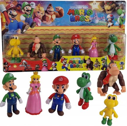 Toys Mario Bros Zestaw 6 Figurek Figurki Luigi Księżniczka Yoshi Kong Żółw