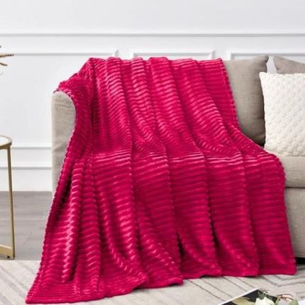 Textil Różowy Gruby Koc Narzuta Wytłaczany 200x220