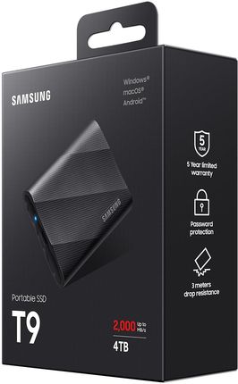 外付けハードディスク・ドライブ Samsung Portable SSD T9 4TB Samsung T9 4TB USB 3.2 gen2 Black - dysk zewnętrzny - Sklep iSpot.pl