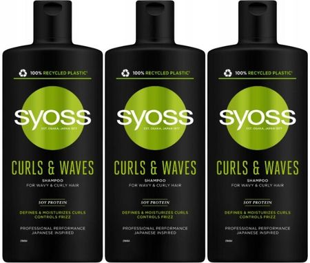 Syoss Curls Waves Szampon Włosy Kręcone 3X440Ml