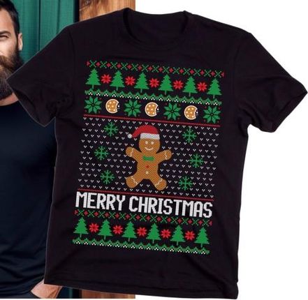 Męska koszulka na święta - fajny świąteczny motyw pierniczek12