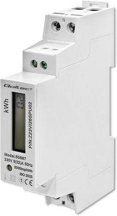 Qoltec Jednofazowy Elektroniczny Licznik Miernik Zużycia Energii Na Szynę Din 230V Lcd 1P (50887)