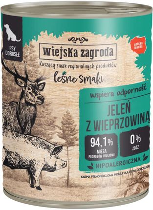 Wiejska Zagroda Leśne Smaki Karma Mokra Dla Psa Jeleń Z Wieprzowiną 12X800G - zdjęcie 2