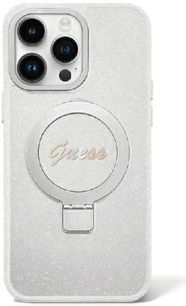 Guess Guhmp15Mhrsgsd Iphone 15 Plus 6 7" Przezroczysty Transparent Hardcase Ring Stand Script Glitter Magsafe