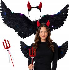 Zdjęcie Hopki Strój Diabeł Diablica Halloween Skrzydła Led 80X40  - Bartoszyce