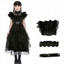 Korbi Sukienka Wednesday Addams Tiulowa Przebranie Dla Dzieci Halloween Strój 110