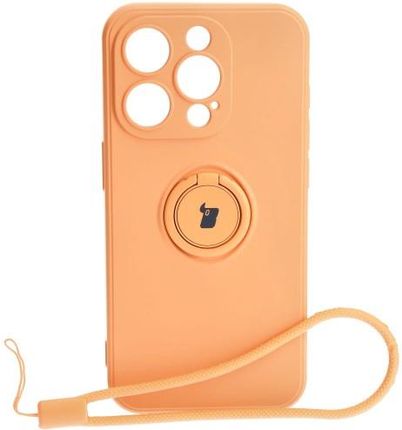 Bizon Etui Case Silicone Ring Sq Do Apple Iphone 15 Pro Pomarańczowe