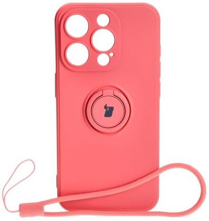Bizon Etui Case Silicone Ring Sq Do Apple Iphone 15 Pro Brudny Róż