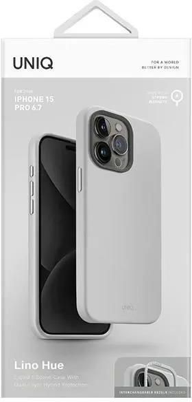 Uniq Hybrid Custodia Per IPhone 15 Pro Max 6.7'' Con MagClick - Grigio Gesso - Ricarica Wireless E Linofeltro - 2