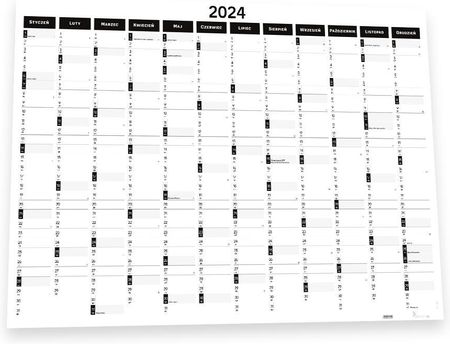 Planer Ścienny Kalendarz 2024 Ogromny Suchościeralny B&W