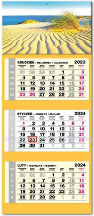 Kalendarz 2024 Trójdzielny Ścienny Lux Główka Wypukła Morze Bałtyckie Wydmy