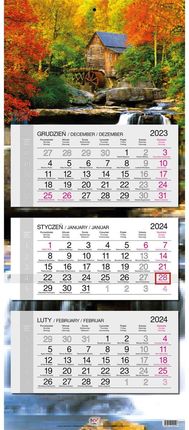 Kalendarz 2024 Trójdzielny Główka Płaska Jesień Młyn