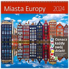 Zdjęcie Kalendarz miesięczny, 2024, Ścienny, Miasta Europy z Naklejkami, 30x30 cm - Jastarnia