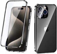 Xgsm Magnetyczne Etui Z Szybką Dual Glass Do Iphone 15 Pro Max Pokrowiec Case