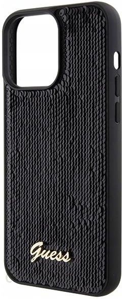 Guess Sequin Script Metal iPhone 15 Pro Max Case - Czarny 