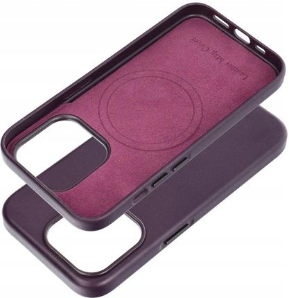 Leather Mag Cover Kompatybilne Z Magsafe Do Iphone 15 Pro Ciemny Fioletowy - zdjęcie 3