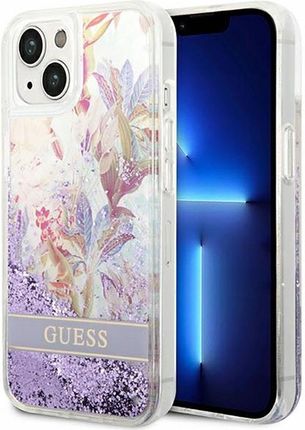 Guess Liquid Glitter Flower Etui Iphone 14 (Fioletowy)