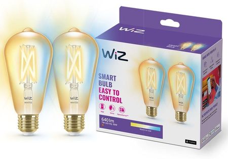 WiZ Żarówka filament bursztynowa E27 ST64 7 W (50 W), zimna - ciepła biel, 2 szt. (929003018742)