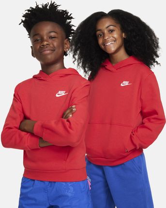 Bluza z kapturem dla dużych dzieci Nike Sportswear Club Fleece - Czerwony