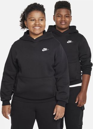 Bluza z kapturem dla dużych dzieci Nike Sportswear Club Fleece (szersze rozmiary) - Czerń