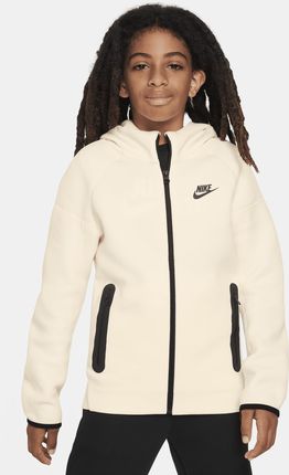 Rozpinana bluza z kapturem dla dużych dzieci (chłopców) Nike Sportswear Tech Fleece - Biel