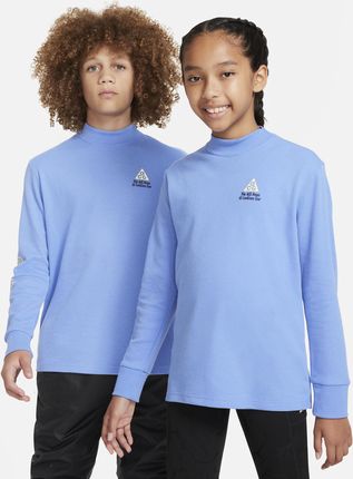 Luźna koszulka z długim rękawem dla dużych dzieci z tkaniny waflowej Nike ACG - Niebieski