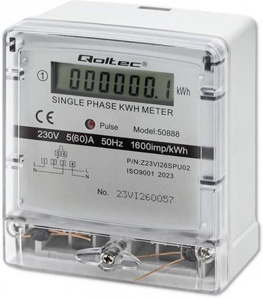 Qoltec Jednofazowy Elektroniczny Licznik | Miernik Zużycia Energii 230V Lcd (50888)