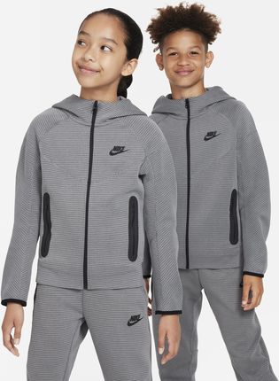 Zimowa bluza z kapturem i zamkiem na całej długości dla dużych dzieci (chłopców) Nike Sportswear Tech Fleece - Szary