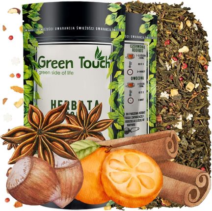 Green Touch Herbata Zielona Świąteczna Iskra Zimowa Płatki Śniegu Pomarańcza Orzech Torebka 50g Pakowanie Standardowe