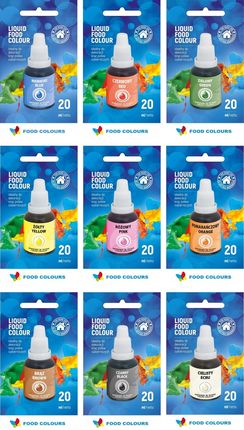Food Colours Zestaw Barwników Jadalnych W Płynie 9X20ml Mix Kolorów 180ml Spożywcze