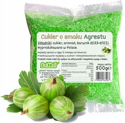 Admaj Cukier 0,5kg Do Waty Cukrowej Agrest Zielony 500g Saszetka Agrestowy