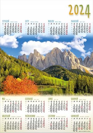 A1 Kalendarz Plakat 2024 Dolomity 60,7X88 Plakatowy Pl8