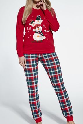 Bawełniana piżama damska Cornette 671/348 Snowman czerwona (S)