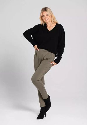Spodnie damskie bawełna z elastanem (Oliwkowy, XS/S)
