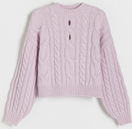 Reserved - Sweter z ozdobnym wycięciem - Fioletowy