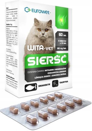Eurowet Wita-Vet Tabletki Dla Kotów Na Sierść 60 Tabletek
